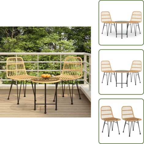 Mesa de jardín - vidaXL Juego de comedor de jardín 3 piezas ratán sintético - Sillas de jardín