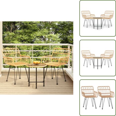 Mesa de jardín - vidaXL Juego de comedor de jardín 3 piezas ratán sintético - Sillas de jardín