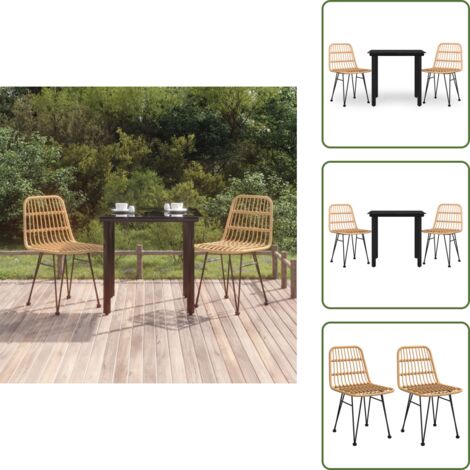 Mesa de jardín - vidaXL Juego de comedor de jardín 3 piezas ratán sintético - Sillas de jardín