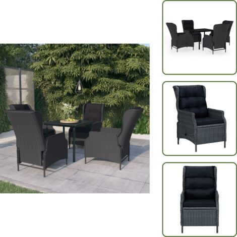 Mesa de jardín - vidaXL Juego de comedor de jardín 5 piezas gris oscuro - Comedor exterior