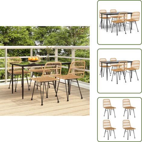 Mesa de jardín - vidaXL Juego de comedor de jardín 5 piezas ratán sintético - Sillas de jardín