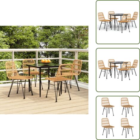 Mesa de jardín - vidaXL Juego de comedor de jardín 5 piezas ratán sintético - Sillas de jardín