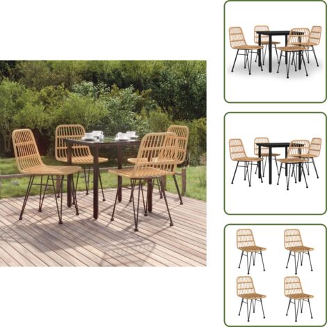 Mesa de jardín - vidaXL Juego de comedor de jardín 5 piezas ratán sintético - Sillas de jardín