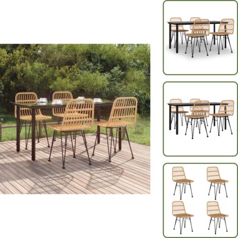Mesa de jardín - vidaXL Juego de comedor de jardín 5 piezas ratán sintético - Sillas de jardín