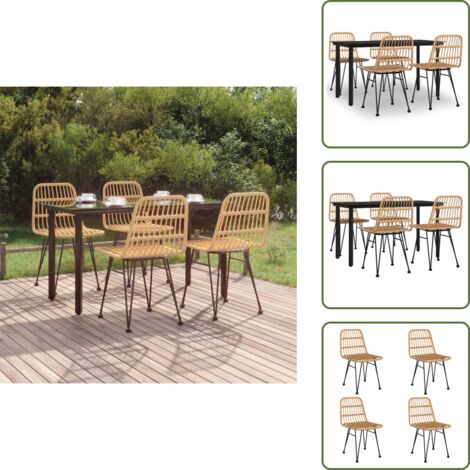Mesa de jardín - vidaXL Juego de comedor de jardín 5 piezas ratán sintético - Sillas de jardín
