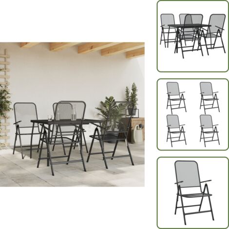 Mesa de jardín - vidaXL Juego de comedor de jardín 5 pzas malla metálica gris antracita - Comedor exterior