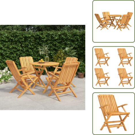 Mesa de jardín - vidaXL Juego de comedor para jardín 5 piezas madera maciza de teca - Madera maciza
