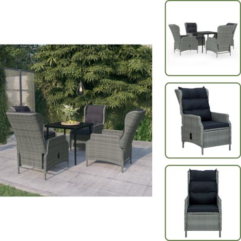 Mesa de jardín - vidaXL Juego de comedor para jardín 5 piezas ratán sintético gris - Comedor exterior