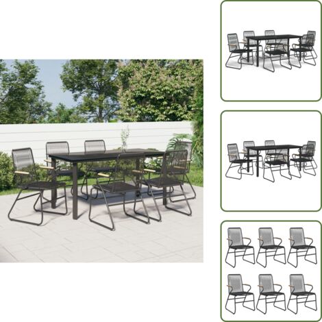 Mesa de jardín - vidaXL Juego de comedor para jardín 7 piezas ratán PVC negro - Sillas de jardín