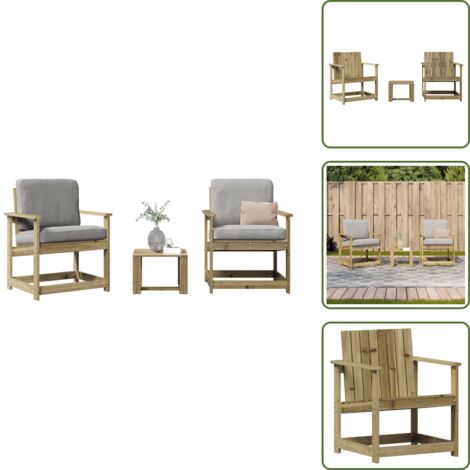 Mesa de jardín - vidaXL Juego de muebles de jardín 3 pzas madera de pino impregnada - Madera de pino impregnada