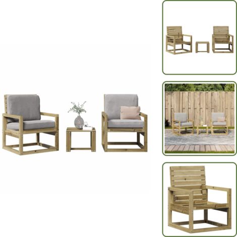 Mesa de jardín - vidaXL Juego de muebles de jardín 3 pzas madera de pino impregnada - Madera de pino impregnada