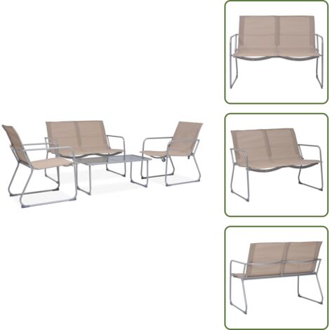 Mesa de jardín - vidaXL Juego de muebles de jardín 4 piezas tela y acero taupe - Muebles de exterior
