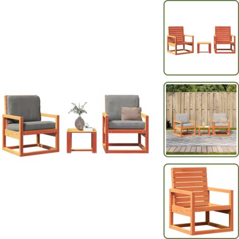 Mesa de jardín - vidaXL Juego de muebles jardín 3 pzas madera maciza pino marrón cera - Muebles de exterior