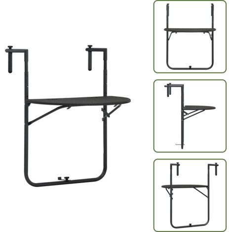 Mesa de jardín - vidaXL Mesa balcón colgante plástico aspecto ratán marrón 60x64x83,5cm - Mesa de jardín colgante