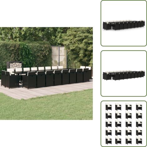 Mesa de jardín - vidaXL Set de comedor jardín 21 pzas con cojines ratán sintético negro - Ratán sintético