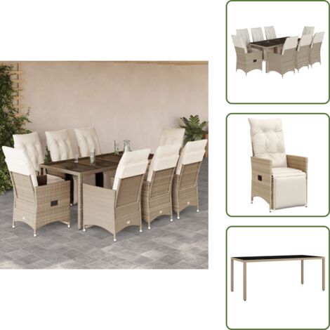 Mesa de jardín - vidaXL Set de mesa y sillas de jardín 5 pzas y cojines ratán PE beige - Ratán sintético