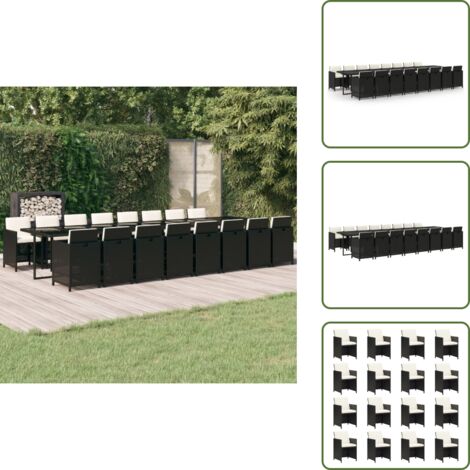 Mesa de jardín - vidaXL Set de muebles jardín 17 pzas con cojines ratán sintético negro - Ratán sintético