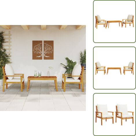 Mesa de jardín - vidaXL Set de muebles para jardín 3 piezas con cojines madera acacia - Cojines para sillas