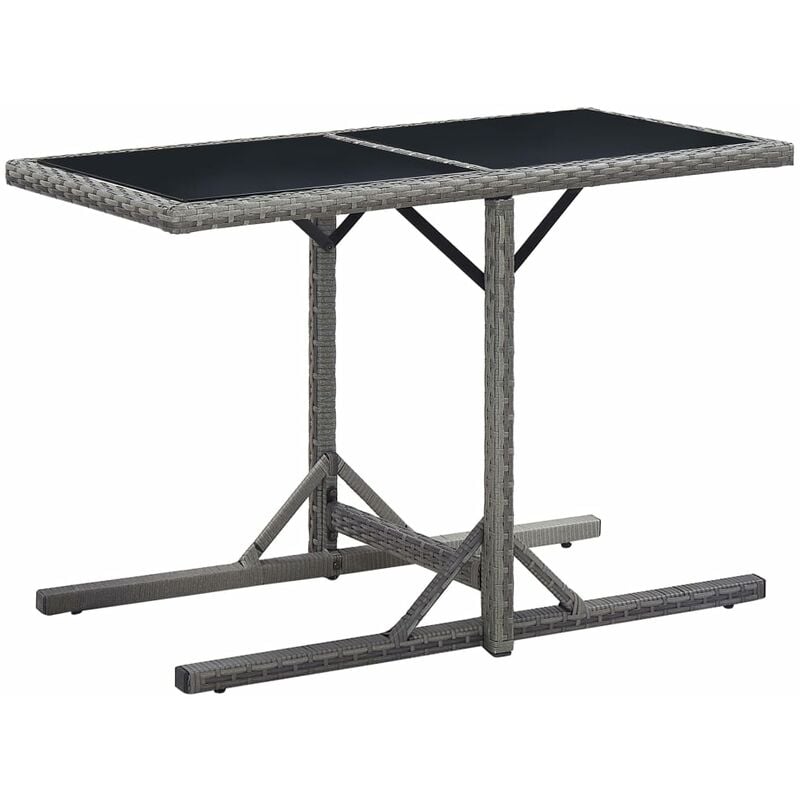 

Mesa de jardín vidrio y ratán sintético antracita 110x53x72 cm