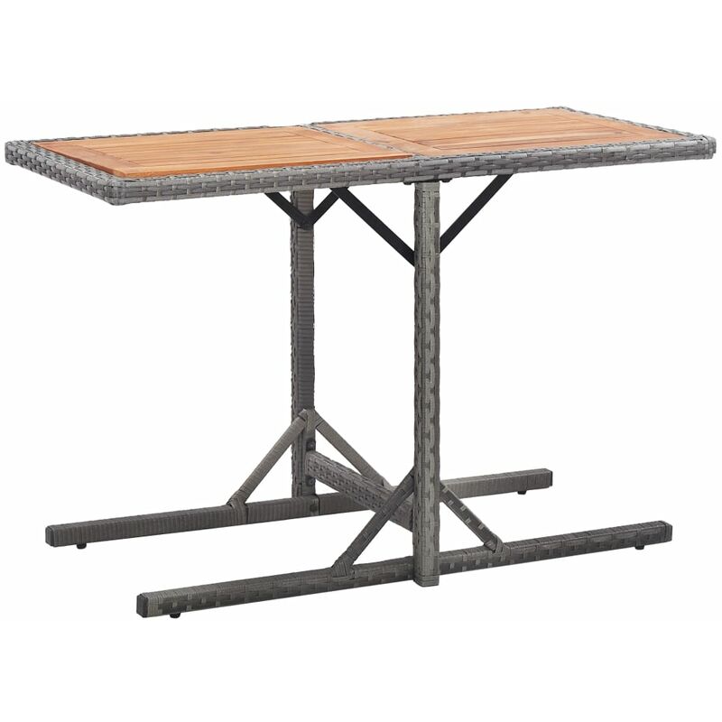 

vidaXL Mesa de Jardín de Ratán Sintético y Madera Maciza de Acacia Gris Antracita - Antracita