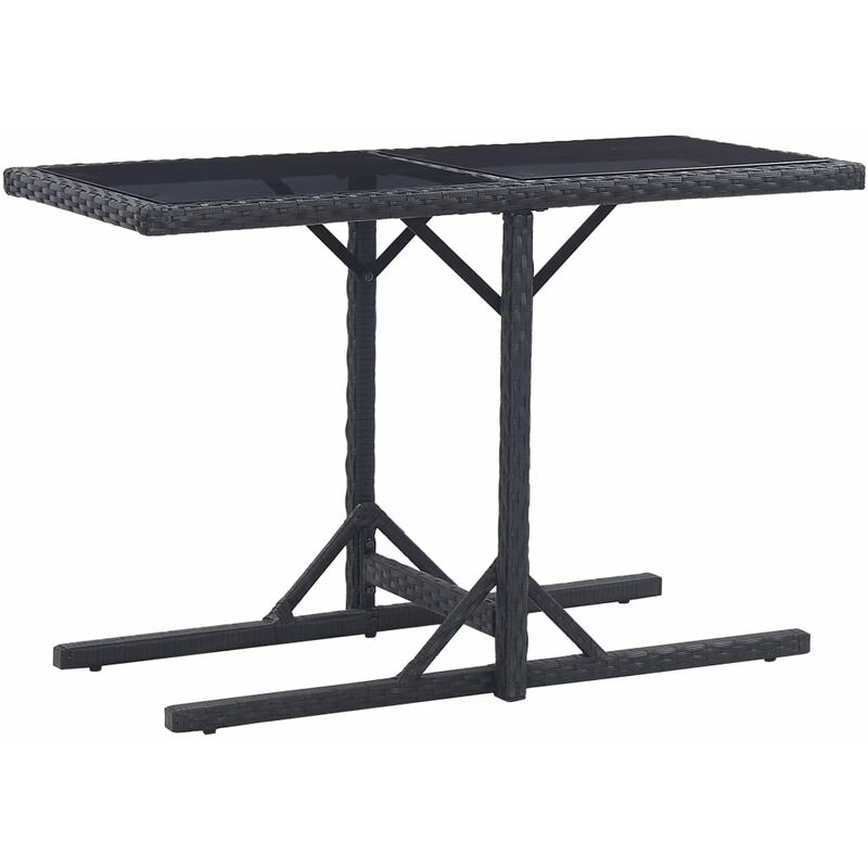 

vidaXL Mesa de Jardín de Ratán Sintético y Vidrio Negro - Negro