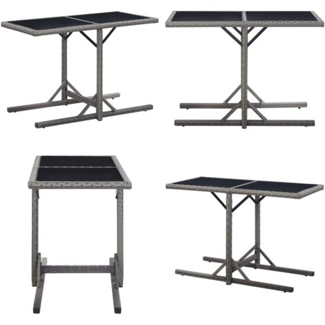 Mesa de jardín vidrio y ratán sintético antracita 110x53x72 cm - Ratán sintético - Vidrio