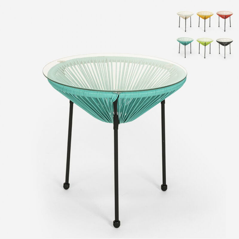 

Mesa de jardín y al aire libre redonda 50cm de diseño de cristal Rose | Color: Azul Marino