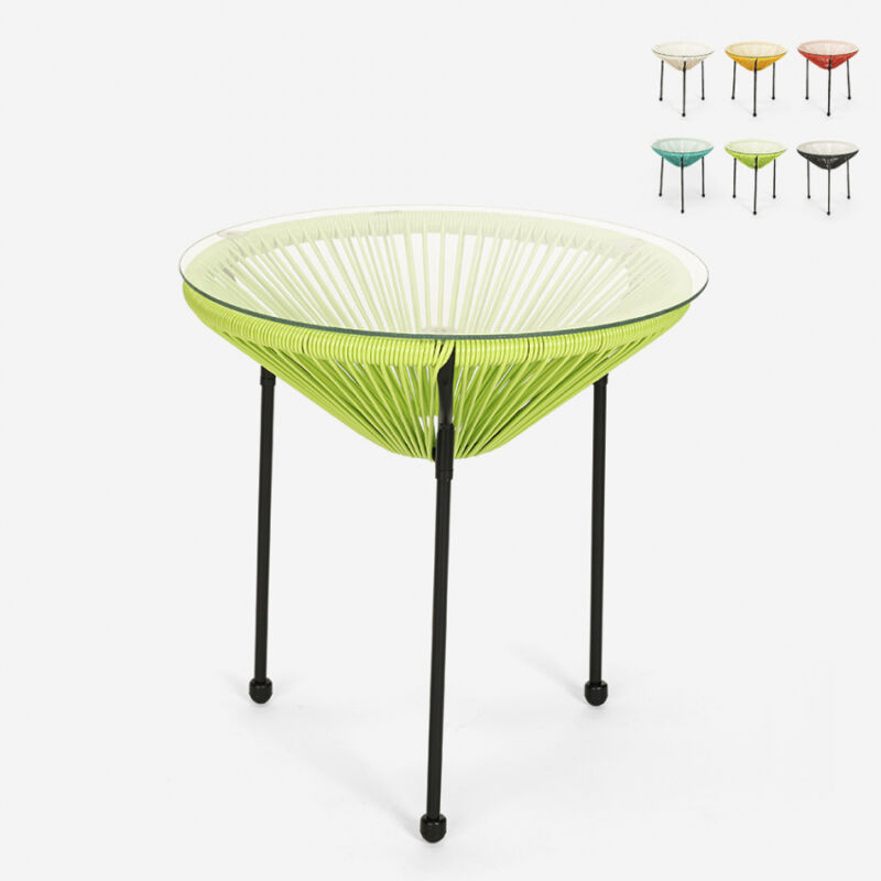 

Mesa de jardín y al aire libre redonda 50cm de diseño de cristal Rose | Color: Verde oscuro
