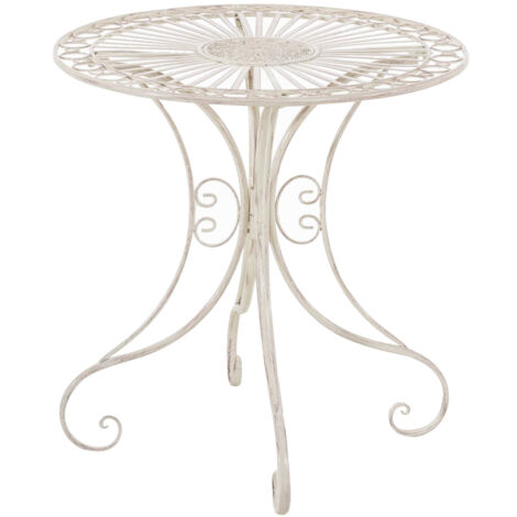 Mesa de jardín y terraza altura 72 cm metal crema antiguo 100004007