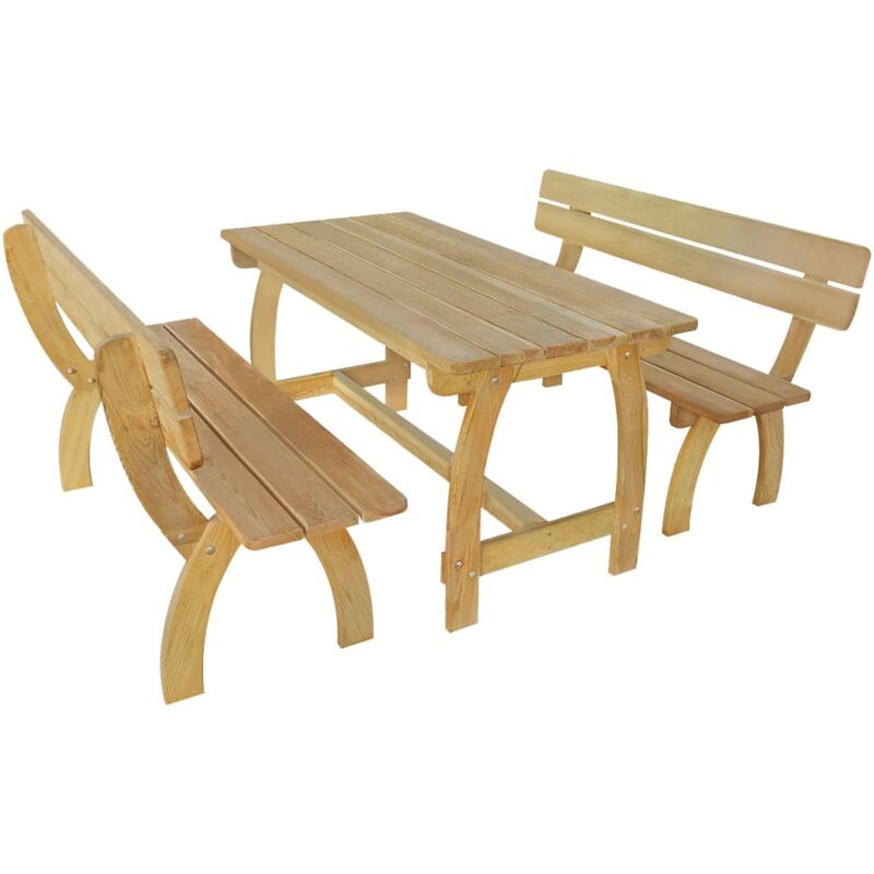 

Mesa de jardín con 2 bancos madera de pino impregnada - Marrón