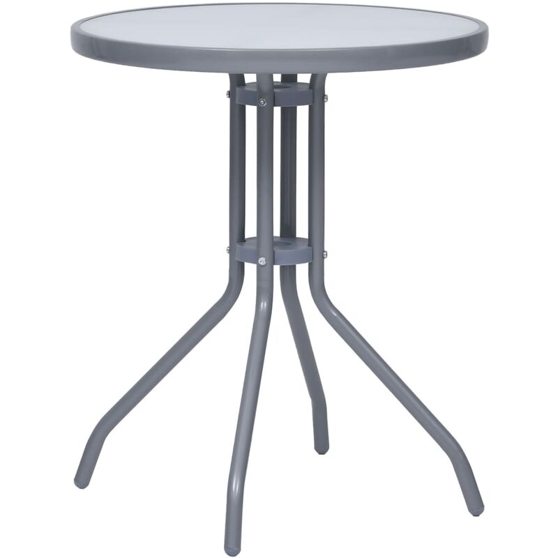 

Mesa de jardín de acero y vidrio gris claro 60 cm - Gris