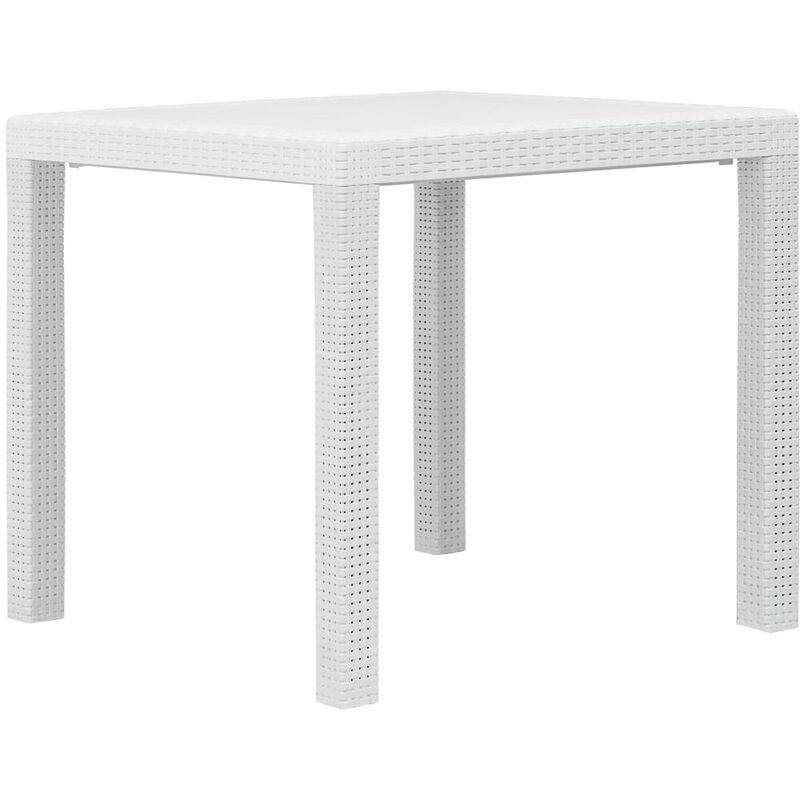 

Mesa de jardín de plástico aspecto ratán blanco 79x79x72 cm - Blanco
