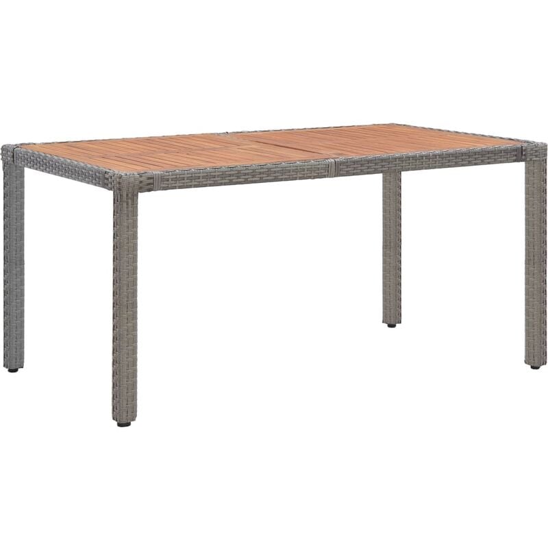 

Mesa de jardín de ratán PE y madera acacia gris 150x90x75 cm - Gris