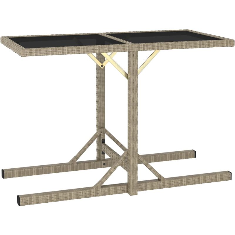 

Mesa de jardín de vidrio y ratán sintético beige 110x53x72 cm - Beige