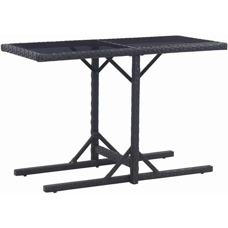 

Mesa de jardín de vidrio y ratán sintético negro 110x53x72 cm - Negro