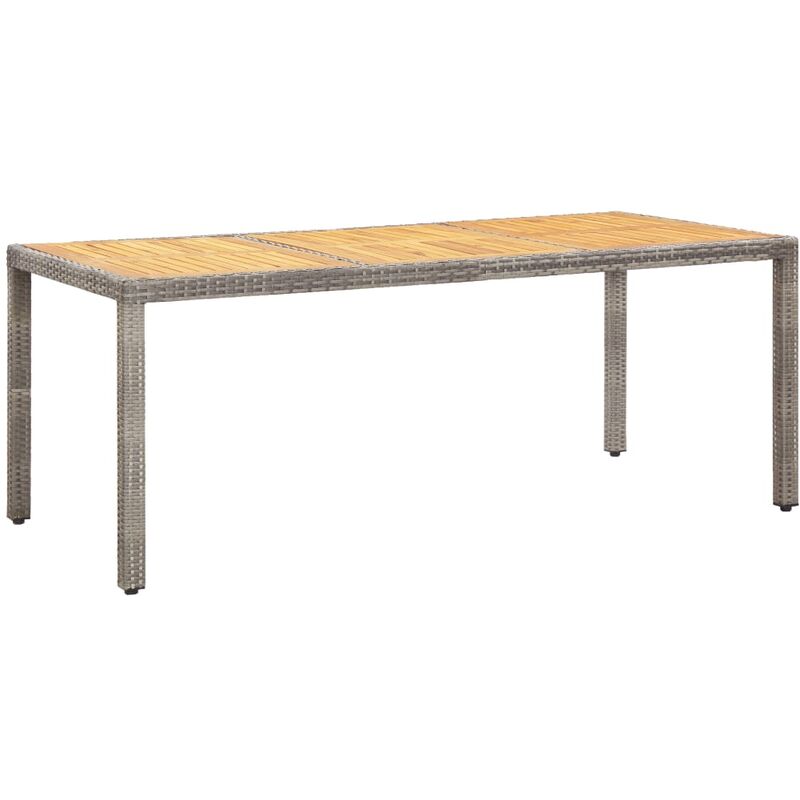 

Mesa de jardín madera acacia ratán sintético gris 190x90x75 cm - Gris