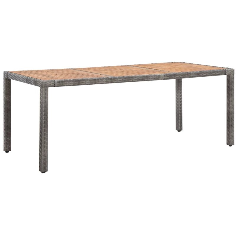 

Mesa de jardín ratán PE gris madera acacia maciza 190x90x75 cm - Gris