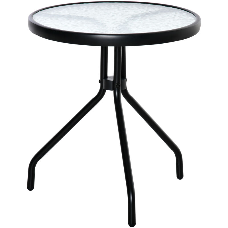 

Outsunny - Mesa de Jardín Redonda Mesa de Café Exterior con Tablero de Cristal Decorativo y Marco de Metal para Patio Terraza Balcón Ø50x55 cm - Negro