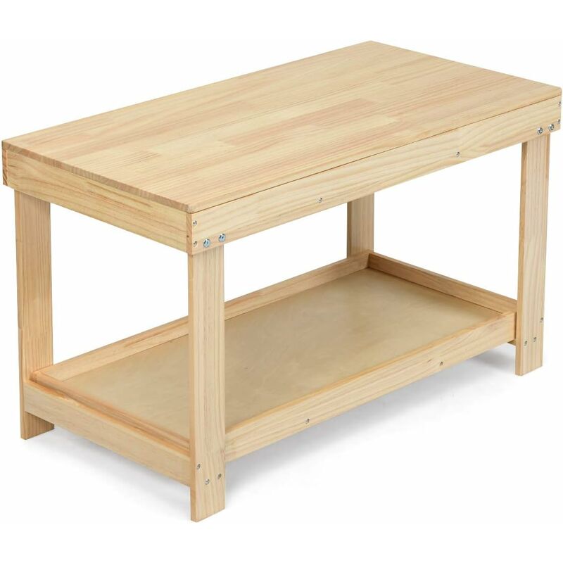 

Mesa de Juegos para Niños con Estante y Compartimento de Almacenamiento Oculto Mesa de Bloques Escritorio de Madera Mesa para Niños para Dibujar Leer