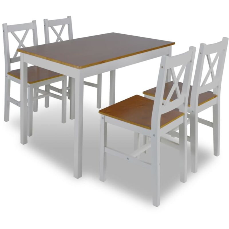 

vidaXL Juego de muebles de comedor 5 piezas marrón y blanco - Marrón