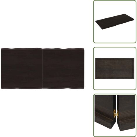 Mesa de madera con bordes naturales - vidaXL Tablero mesa madera tratada borde vivo marrón 120x60x(2-4) cm - Mesa de madera con acabado oscuro