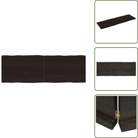 Mesa de madera con bordes vivos - vidaXL Tablero mesa madera tratada borde vivo marrón 180x60x(2-4) cm - Mesa de madera natural