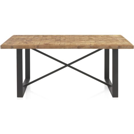 Mesa De Madera Con Frente De Bloques, 184X90 Cm