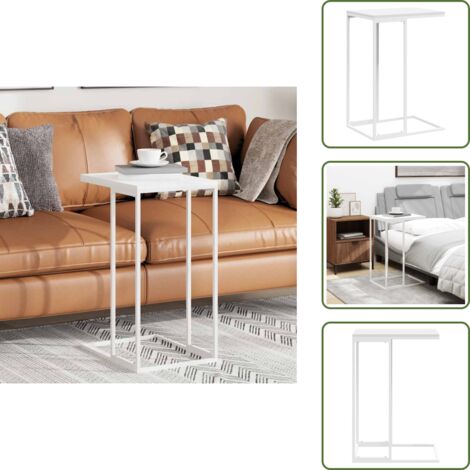 Mesa de madera contrachapada - vidaXL Mesa auxiliar de madera contrachapada blanco 40x30x59 cm - Mesa en forma de C