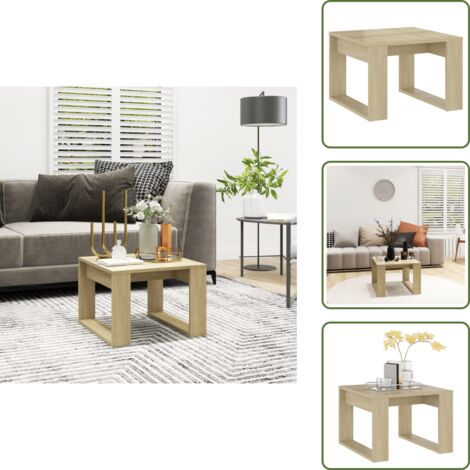 Mesa de madera contrachapada - vidaXL Mesa auxiliar de madera contrachapada roble Sonoma 50x50x35 cm - Mesa de madera roble Sonoma