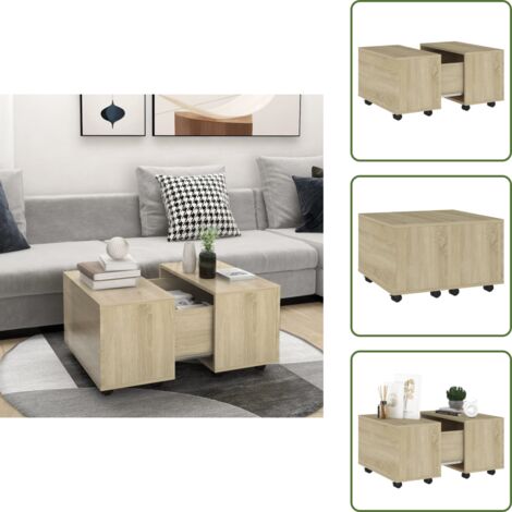 Mesa de madera contrachapada - vidaXL Mesa de centro madera contrachapada roble Sonoma 60x60x38 cm - Mesa de roble Sonoma