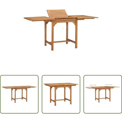 Mesa de madera de teca -  Mesa de jardín extensible madera maciza teca (110-160)x80x75cm