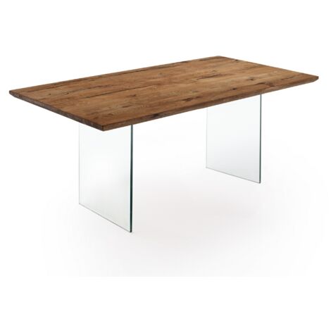 Mesa de madera maciza acabado roble cm. Al.76 x P.90 x L.180