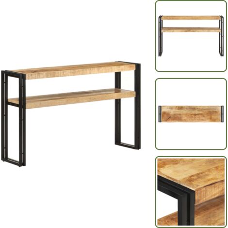 Mesa de madera maciza - vidaXL Mesa consola de madera de mango rugosa 120x30x75 cm - Mesa de madera con hierro