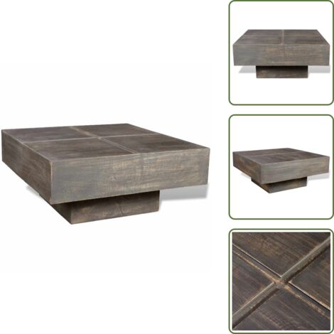 Mesa de madera maciza - vidaXL Mesa de centro cuadrada madera maciza de mango marrón oscuro - Mesa de mango